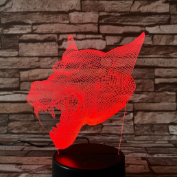 Farkas Fej 3 7 színű 3D led lámpa