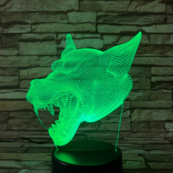 Farkas Fej 3 7 színű 3D led lámpa