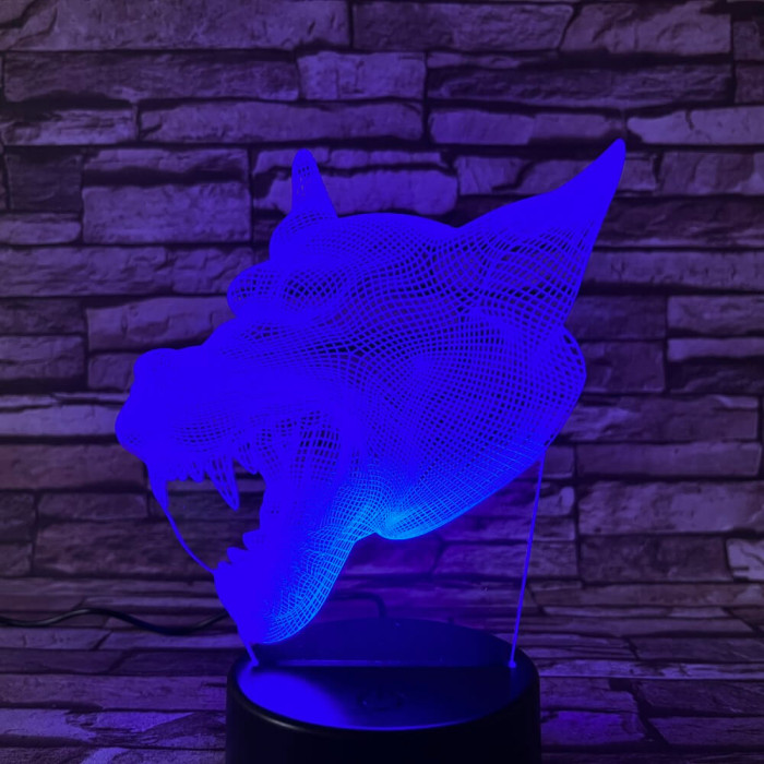 Farkas Fej 3 7 színű 3D led lámpa