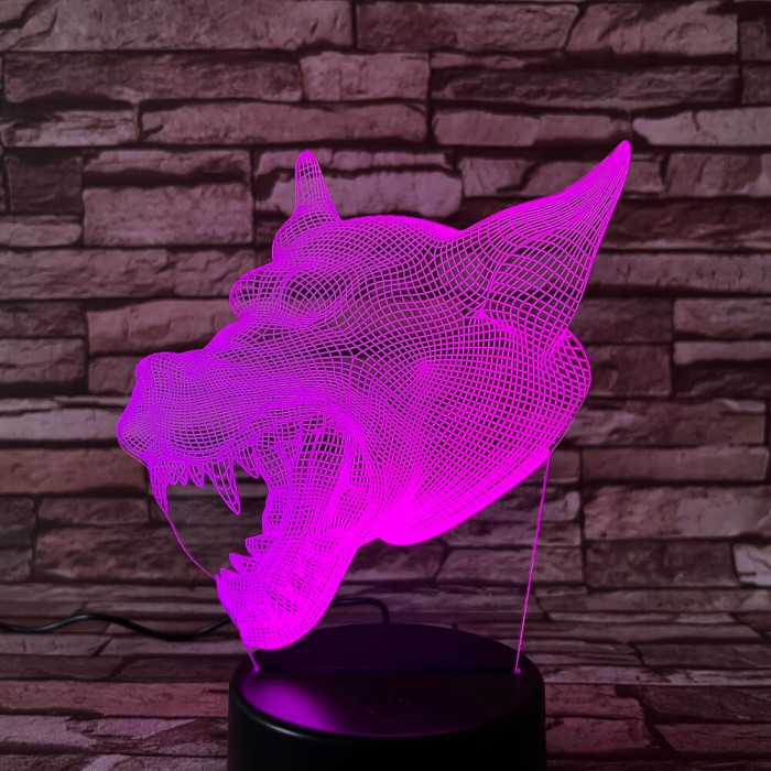 Farkas Fej 3 7 színű 3D led lámpa