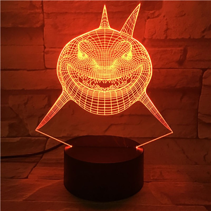 Cápa 7 színű 3D led lámpa