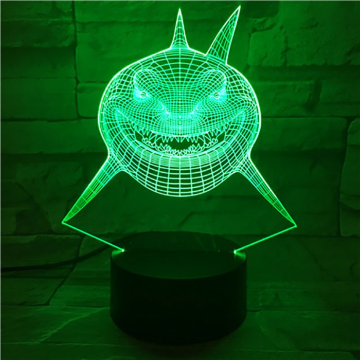 Cápa 7 színű 3D led lámpa