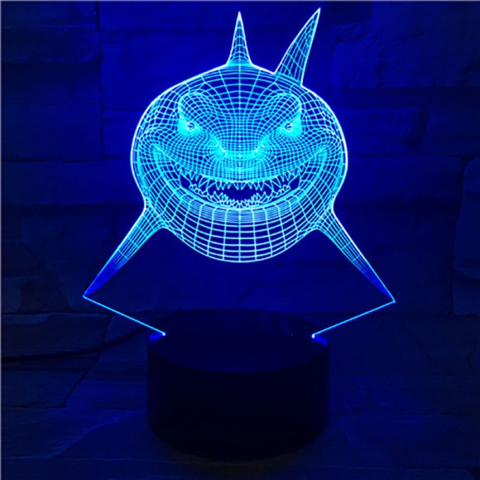 Cápa 7 színű 3D led lámpa