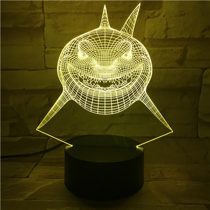 Cápa 7 színű 3D led lámpa