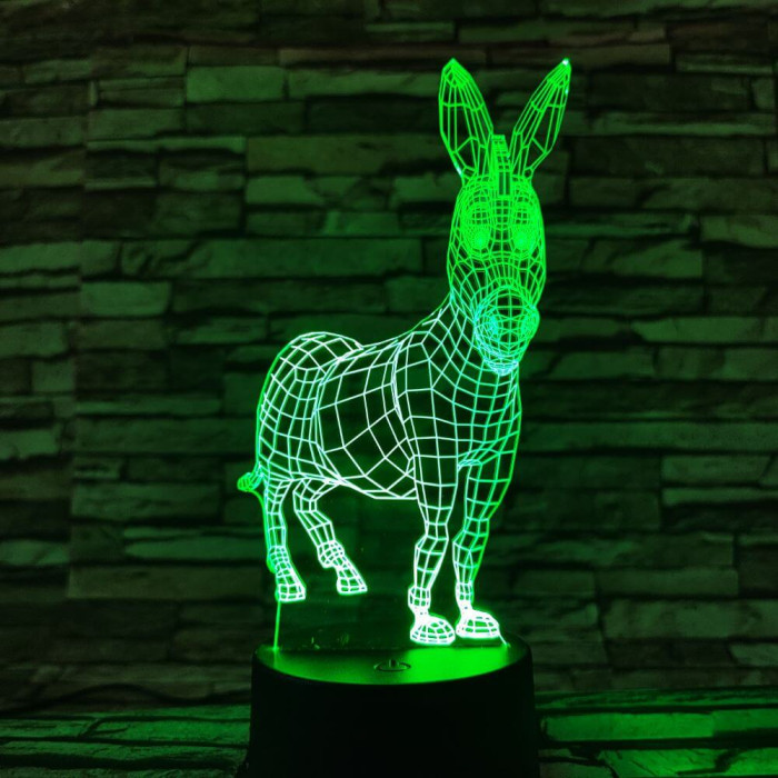 Szamár 7 színű 3D led lámpa