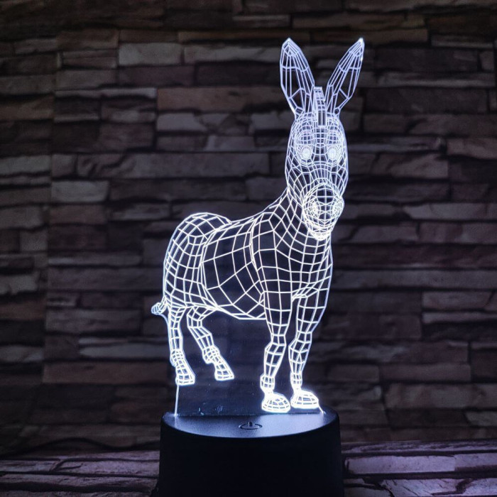 Szamár 7 színű 3D led lámpa