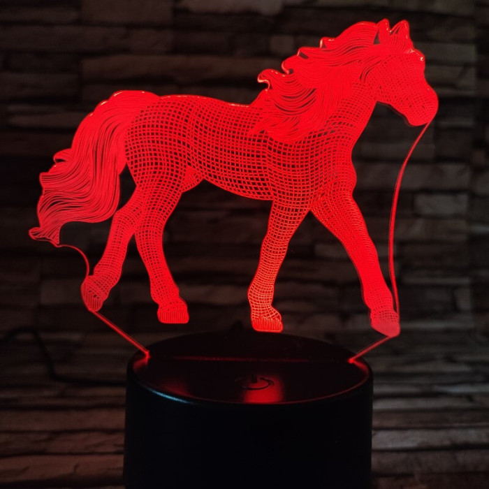 Póni ló 7 színű 3D led lámpa