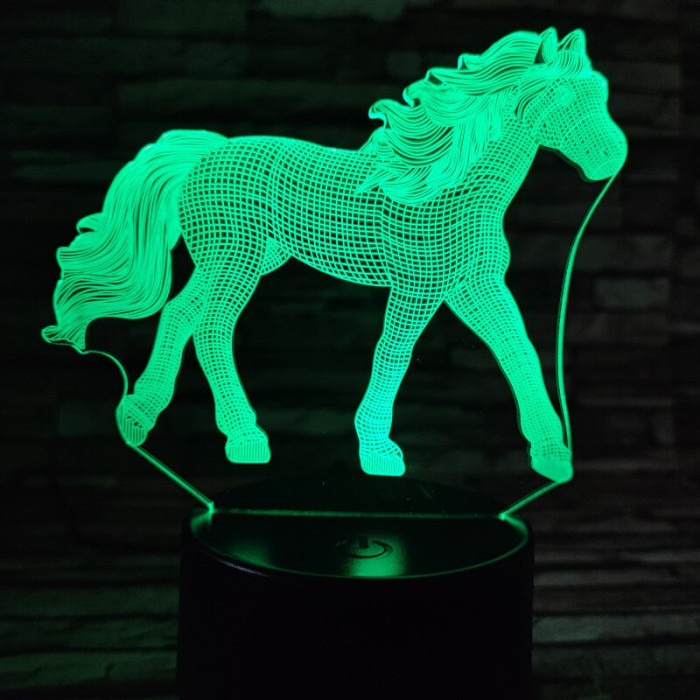 Póni ló 7 színű 3D led lámpa