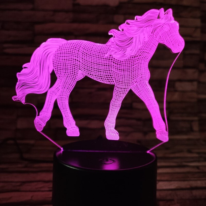 Póni ló 7 színű 3D led lámpa