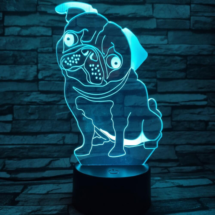 Mopsz 7 színű 3D led lámpa