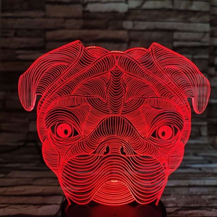 Bordeaux-i dog 7 színű 3D led lámpa