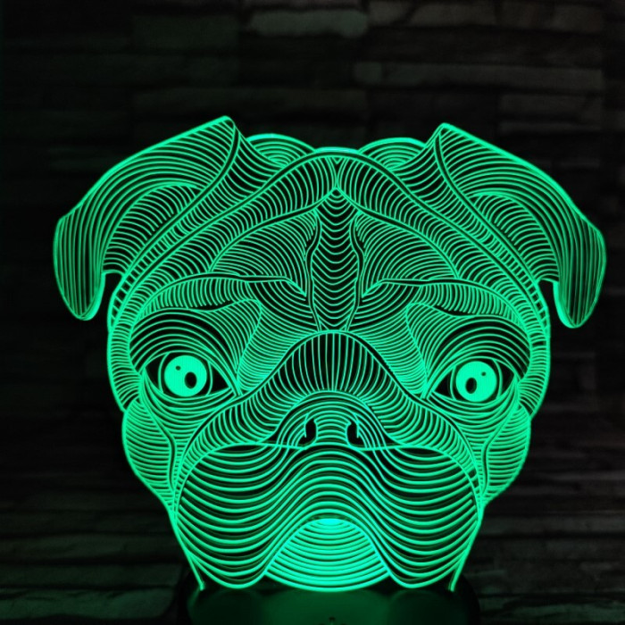 Bordeaux-i dog 7 színű 3D led lámpa