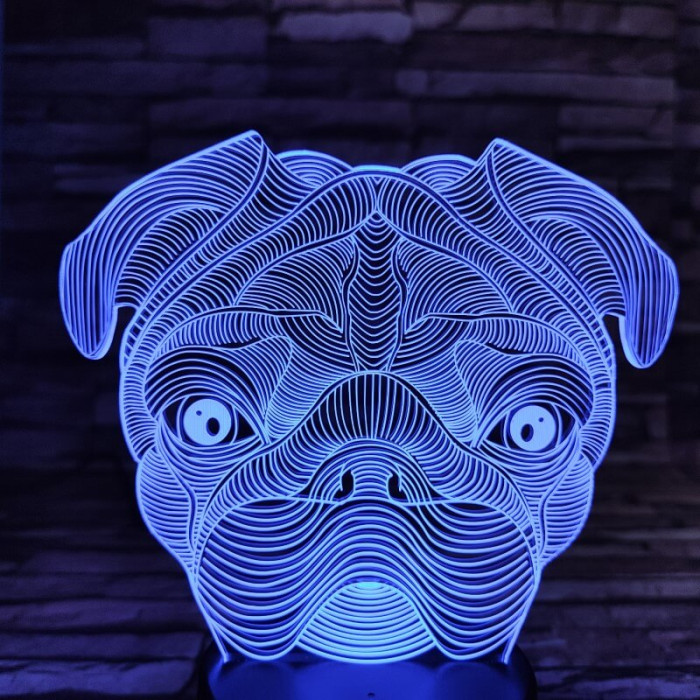 Bordeaux-i dog 7 színű 3D led lámpa