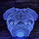 Bordeaux-i dog 7 színű 3D led lámpa