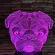 Bordeaux-i dog 7 színű 3D led lámpa