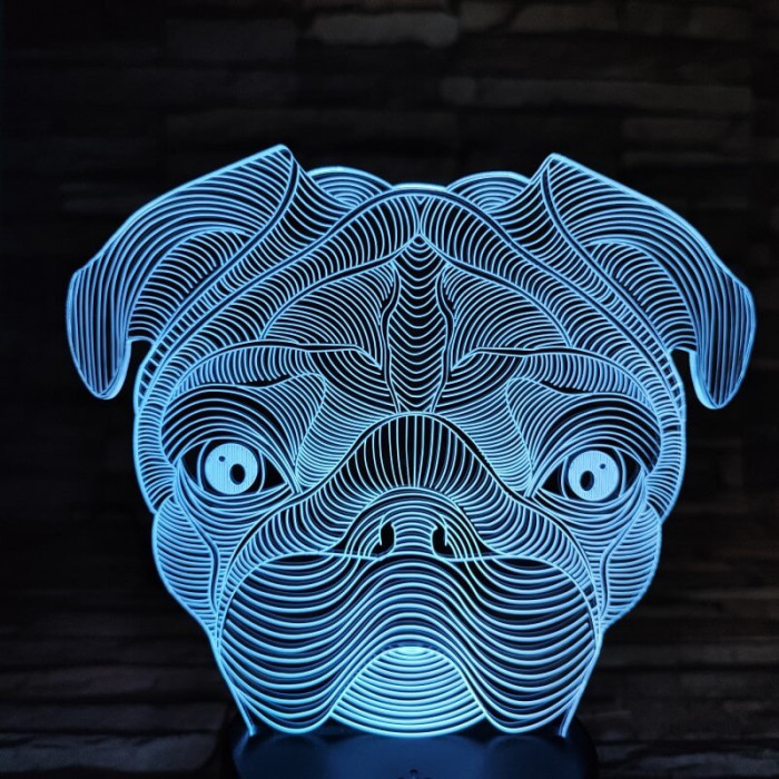 Bordeaux-i dog 7 színű 3D led lámpa