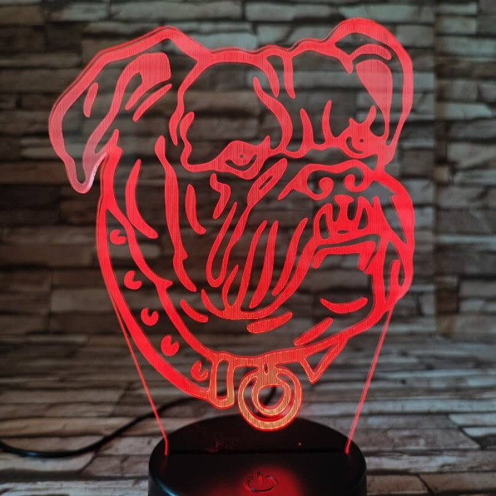 Angol Bulldog 7 színű 3D led lámpa