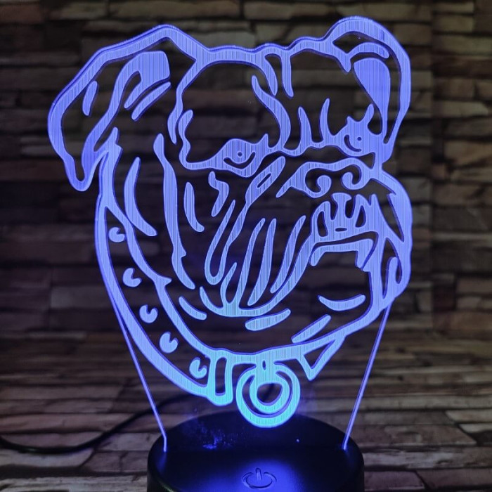 Angol Bulldog 7 színű 3D led lámpa