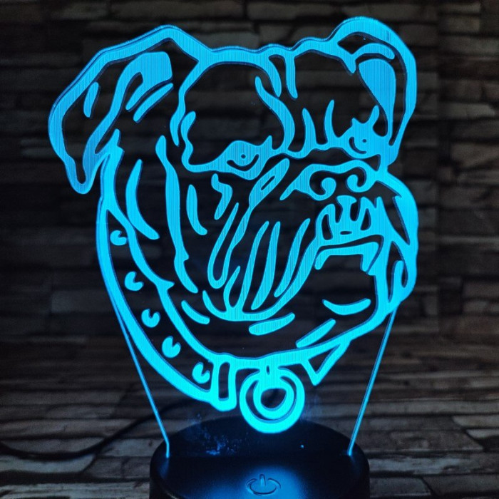 Angol Bulldog 7 színű 3D led lámpa