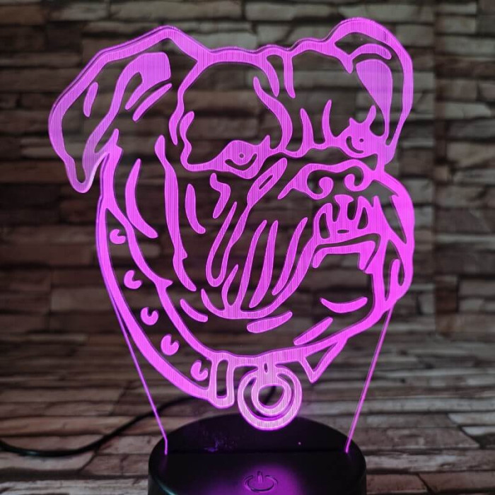 Angol Bulldog 7 színű 3D led lámpa