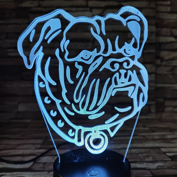 Angol Bulldog 7 színű 3D led lámpa