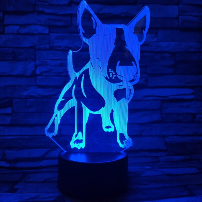 Bullterrier kölyök 7 színű 3D led lámpa