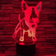 Bullterrier kölyök 7 színű 3D led lámpa