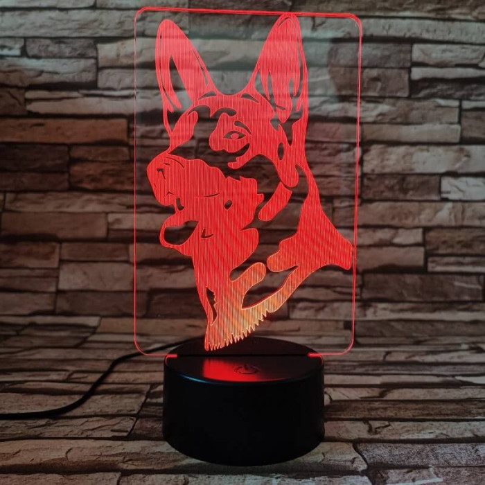 Német juhász kutya 7 színű 3D led lámpa
