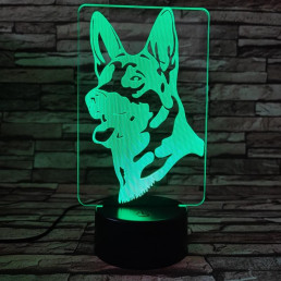 Német juhász kutya 7 színű 3D led lámpa
