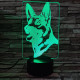 Német juhász kutya 7 színű 3D led lámpa