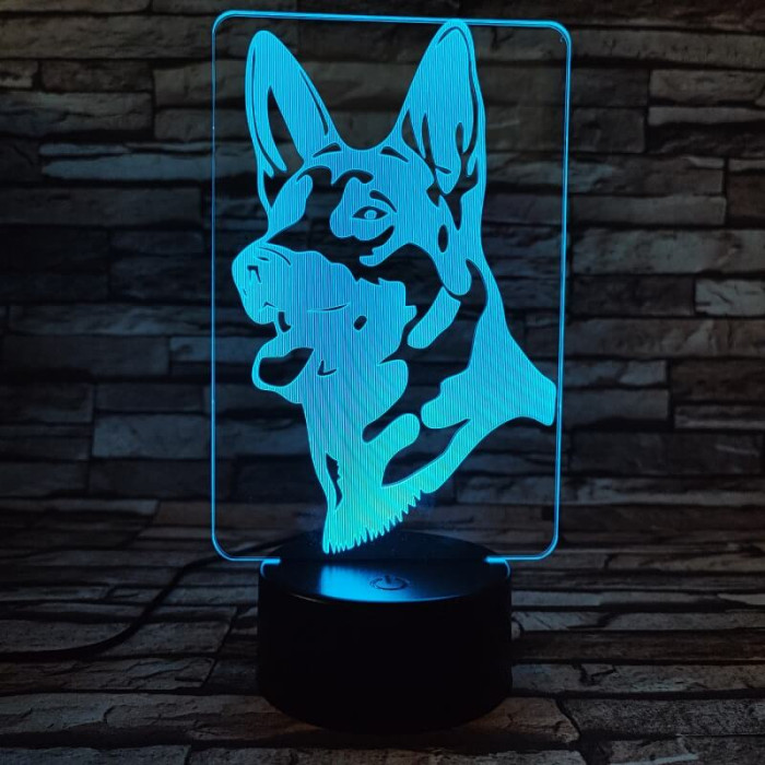 Német juhász kutya 7 színű 3D led lámpa
