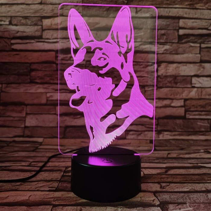Német juhász kutya 7 színű 3D led lámpa