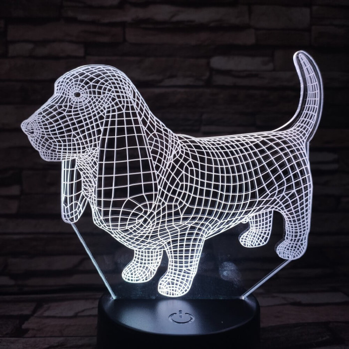 Basset Hound kutya 7 színű 3D led lámpa