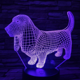 Basset Hound kutya 7 színű 3D led lámpa