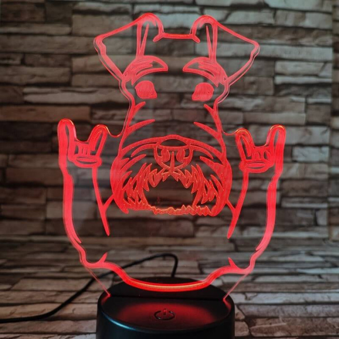 Foxterrier 7 színű 3D led lámpa