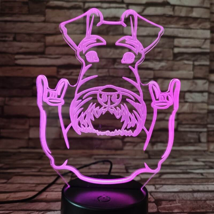 Foxterrier 7 színű 3D led lámpa
