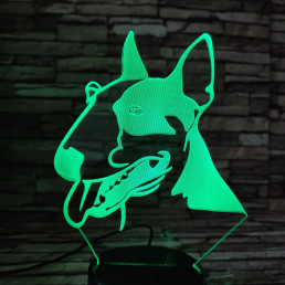 Bullterrier 7 színű 3D led lámpa