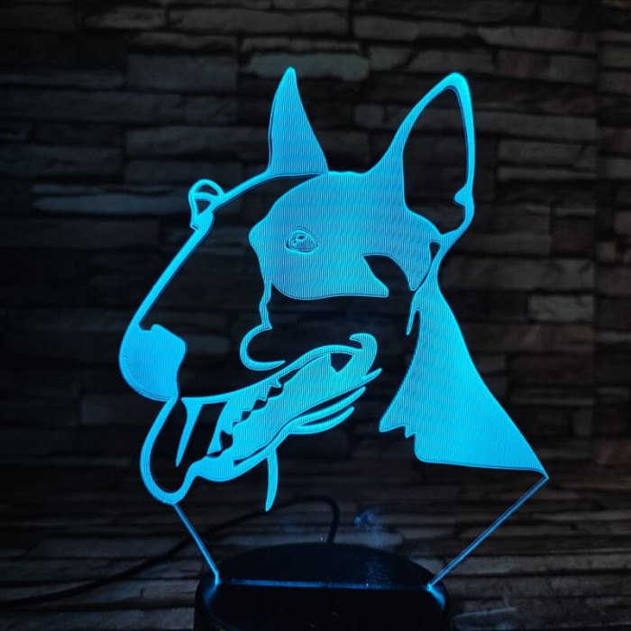 Bullterrier 7 színű 3D led lámpa