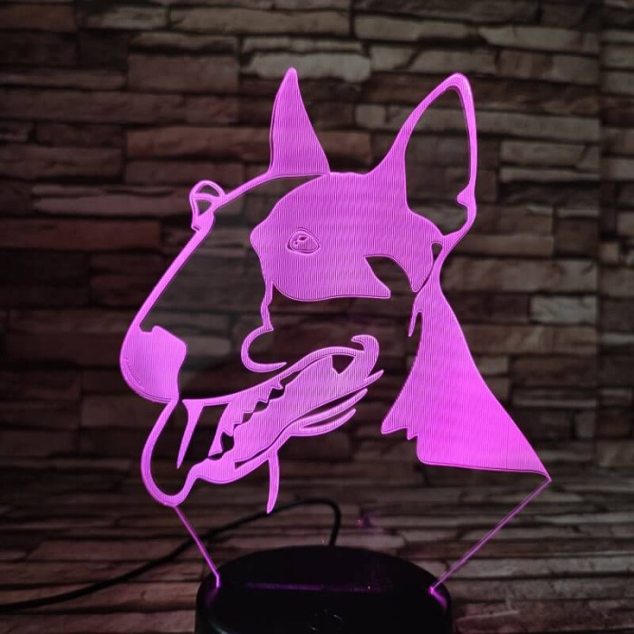Bullterrier 7 színű 3D led lámpa