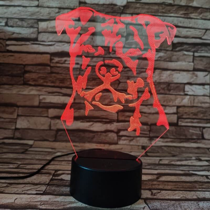 Staffordshire bullterrier 7 színű 3D led lámpa