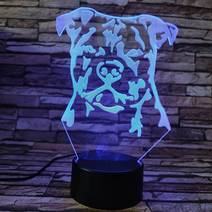 Staffordshire bullterrier 7 színű 3D led lámpa