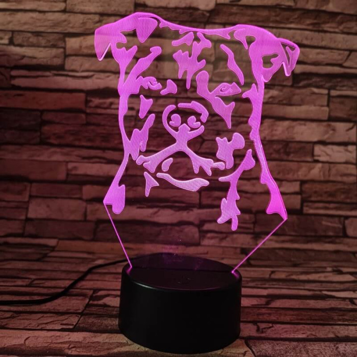 Staffordshire bullterrier 7 színű 3D led lámpa