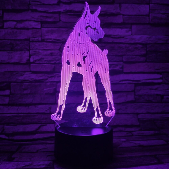 Dobermann 7 színű 3D led lámpa
