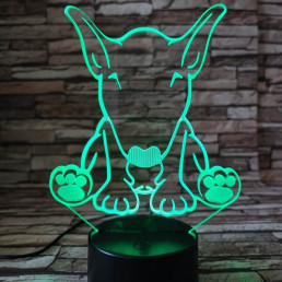 Bullterrier kutya 7 színű 3D led lámpa