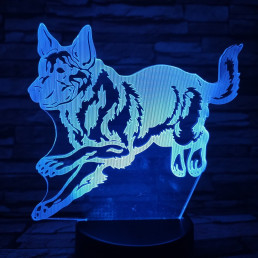 Német juhász 7 színű 3D led lámpa