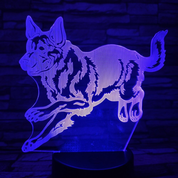 Német juhász 7 színű 3D led lámpa