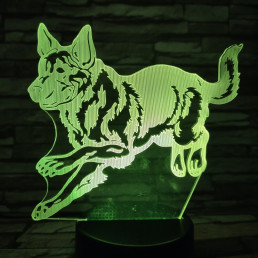 Német juhász 7 színű 3D led lámpa