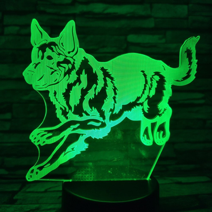 Német juhász 7 színű 3D led lámpa
