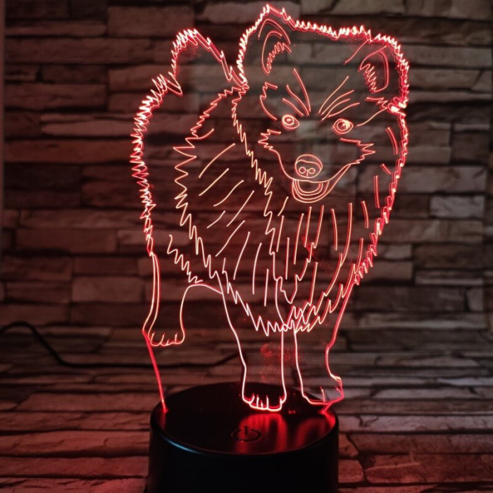 Szamojéd kutya 7 színű 3D led lámpa