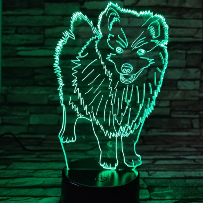 Szamojéd kutya 7 színű 3D led lámpa